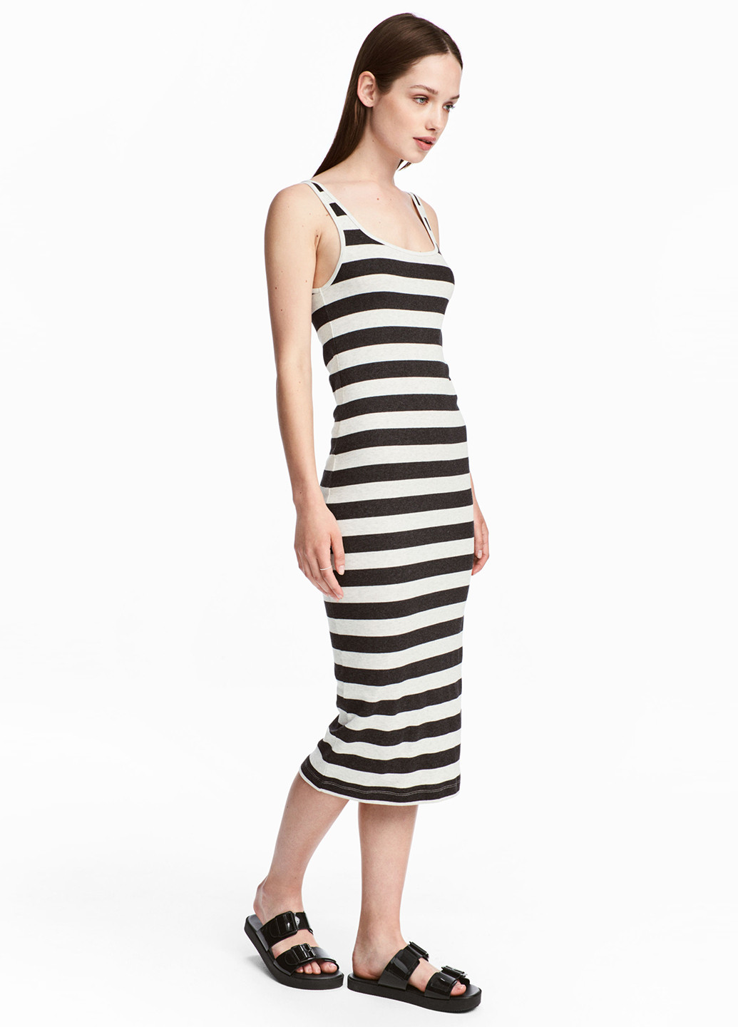 Чорно-білий кежуал сукня сукня-майка H&M в смужку