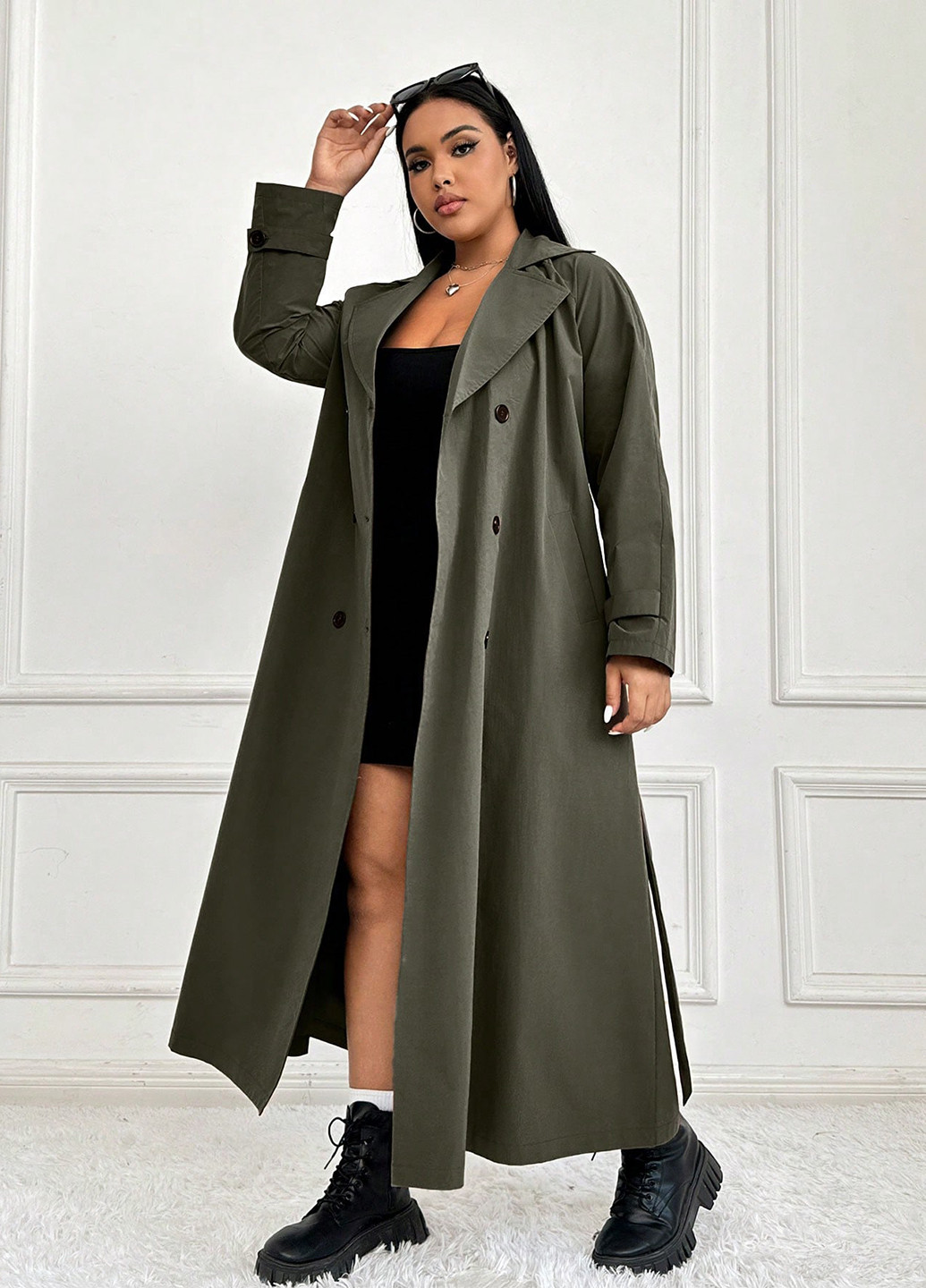 Плащ SHEIN тренчкот на пуговицах демисезон (342719364)