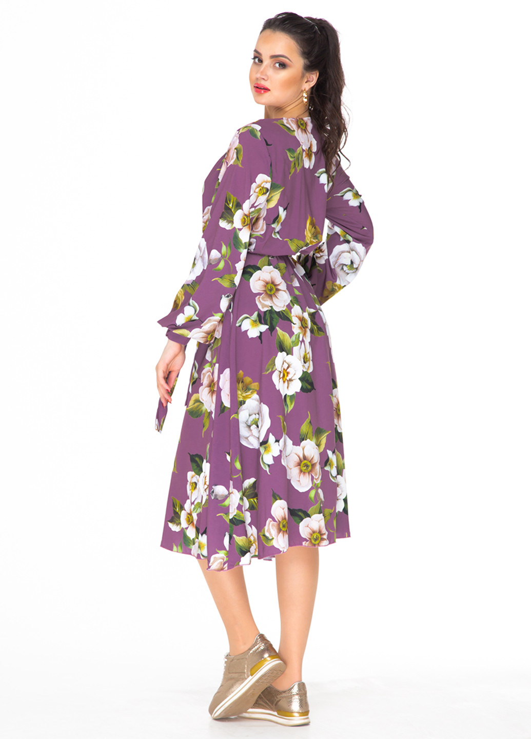 Лиловое кэжуал платье Alpama с цветочным принтом
