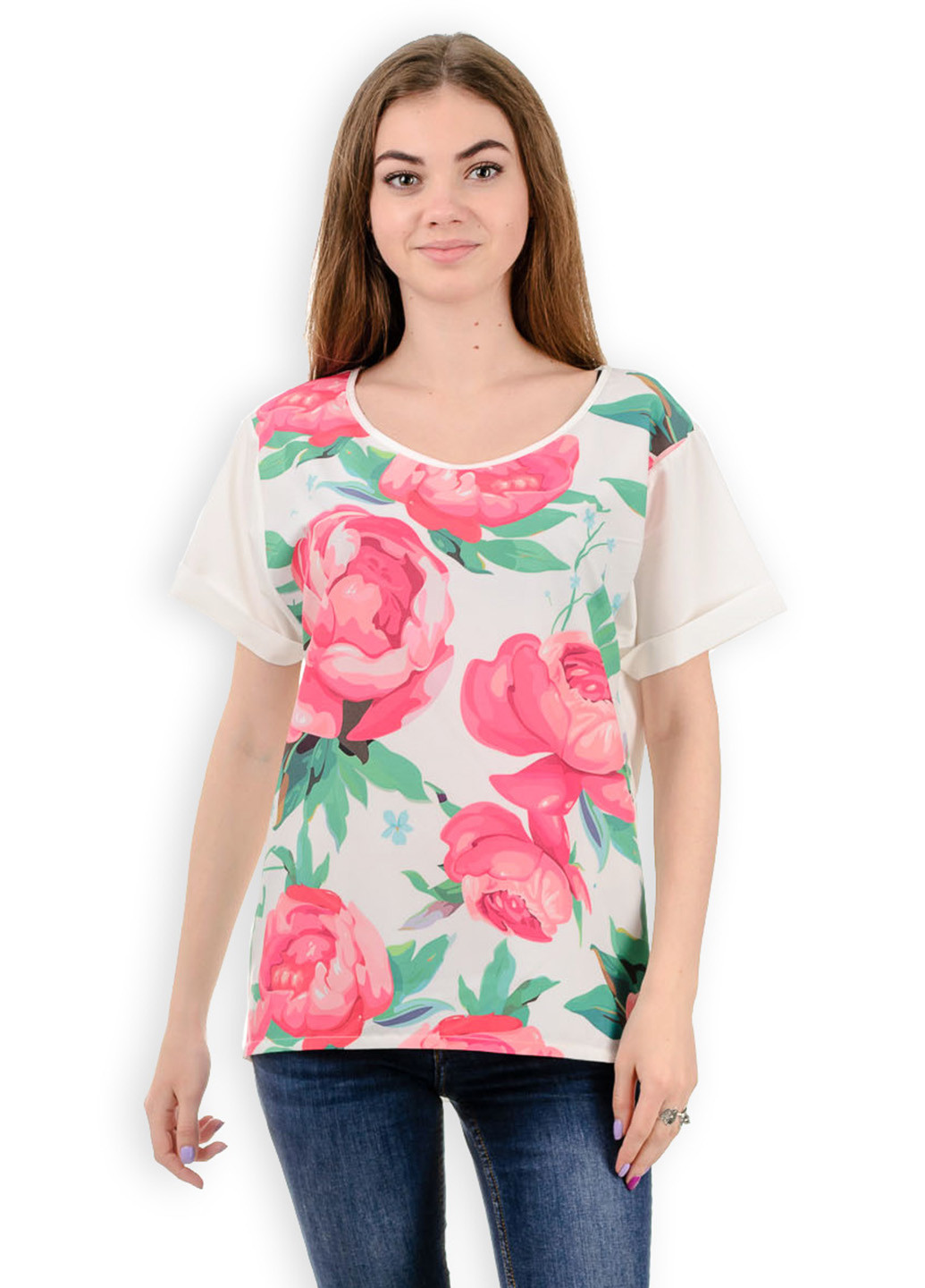Розово-лиловая летняя футболка Loran