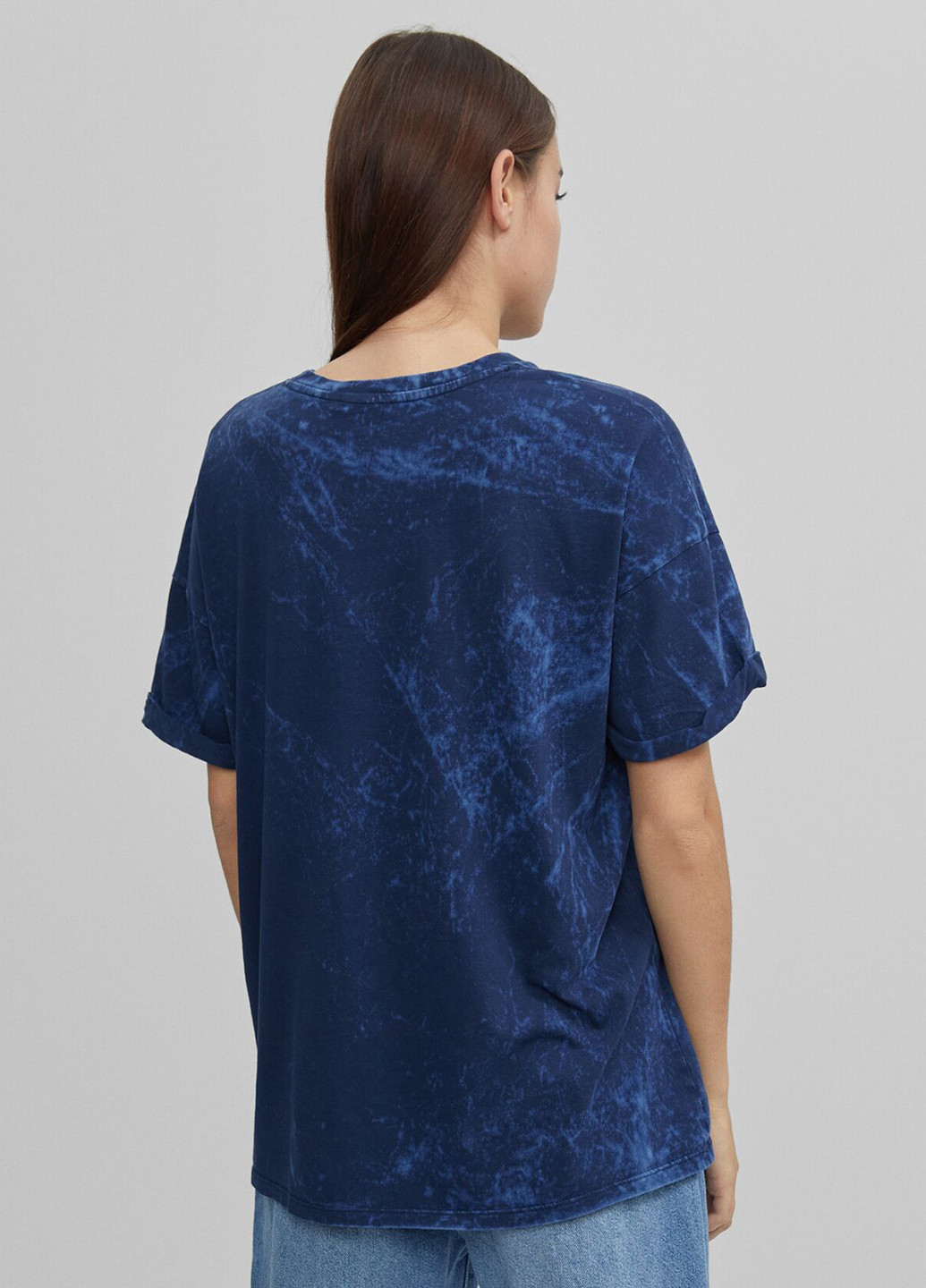 Темно-синяя летняя футболка Bershka
