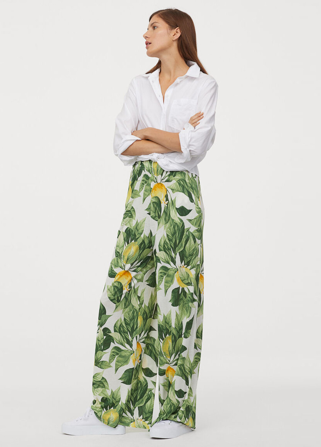 Комбинированные кэжуал летние классические брюки H&M