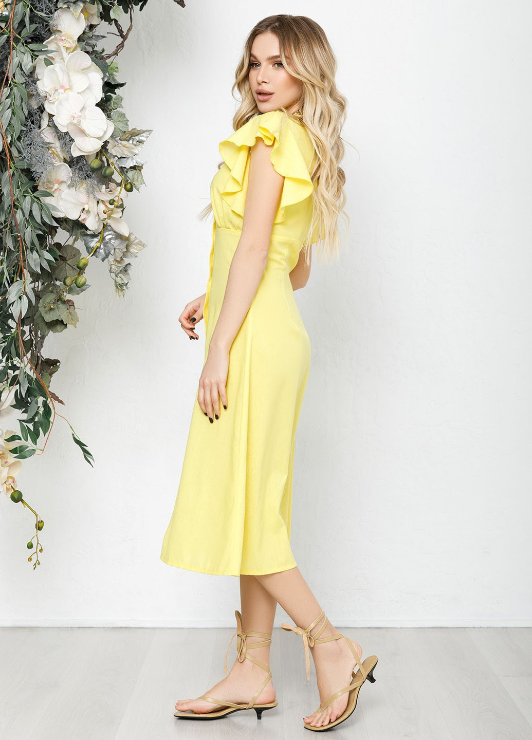 Жовтий повсякденний сукня жіноча дзвін ISSA PLUS однотонна