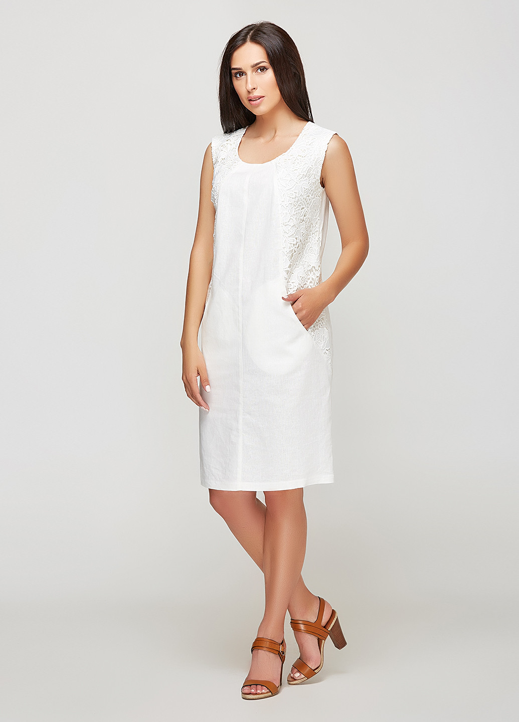 Молочное кэжуал платье DANNA с абстрактным узором