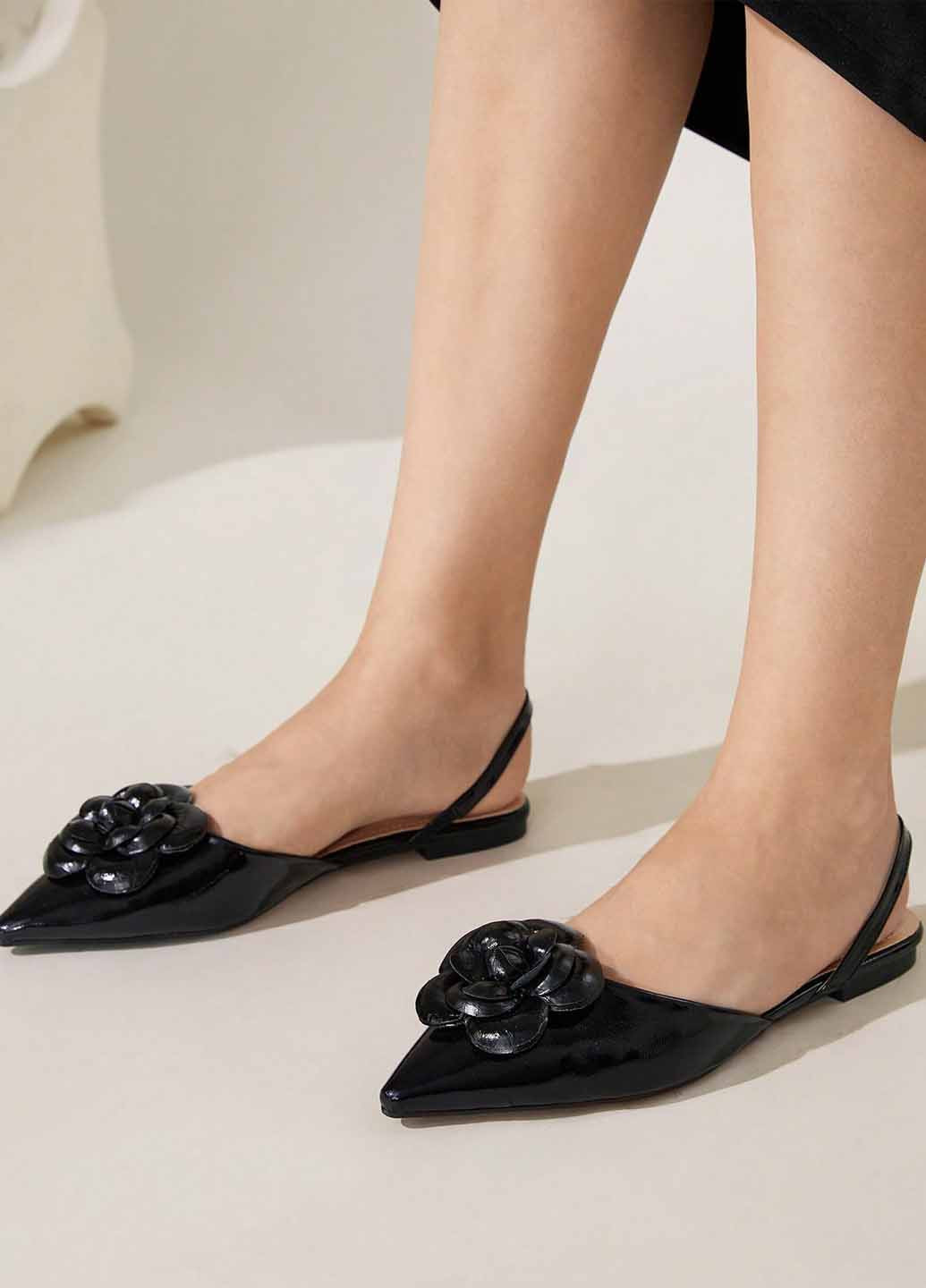 SHEIN Туфлі слінгбекі чорний з поліуретан, штучна шкіра, китай — демісезон (367003989)