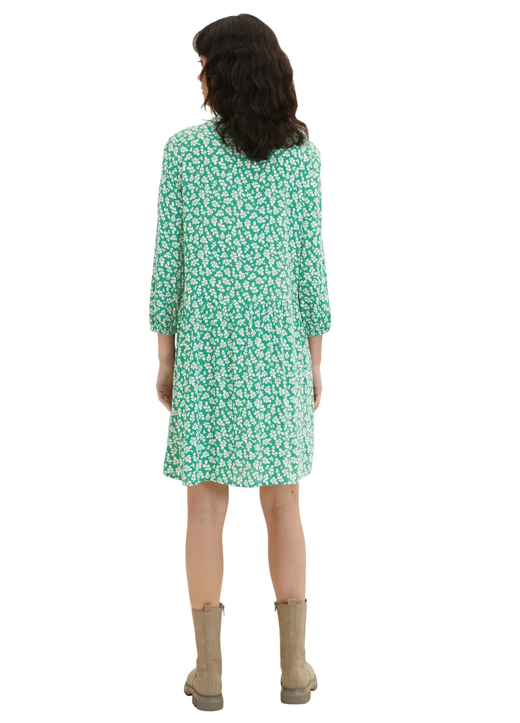 Зеленое кэжуал платье Tom Tailor с цветочным принтом