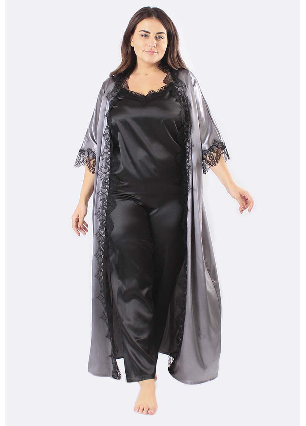 Комбинированный демисезонный комплект халат + штаны + майка Ghazel