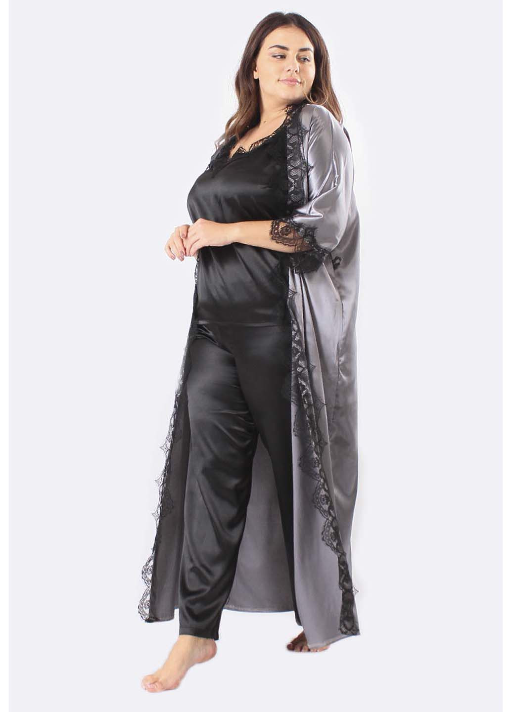 Комбінований демісезонний комплект халат + штани + майка Ghazel