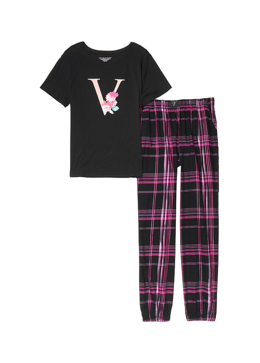 Чорна всесезон піжама (футболка, штани) футболка + штани Victoria's Secret