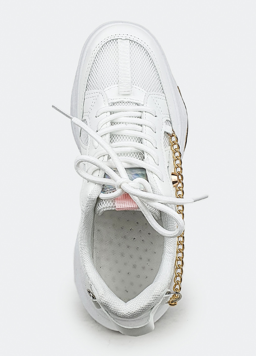 Белые демисезонные женские белые кроссовки на платформе с цепочкой 41 Fashion