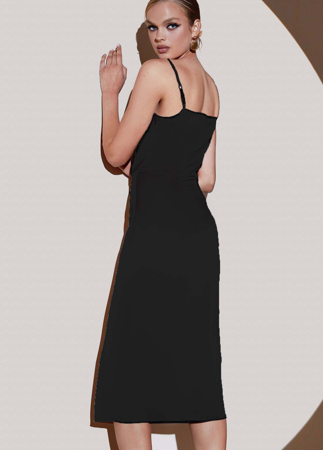 Черное коктейльное платье платье-комбинация, футляр Vovk однотонное