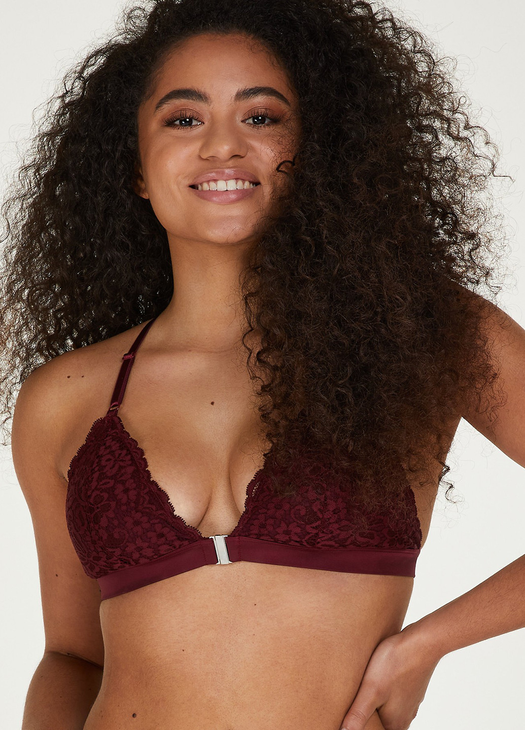 Бордовый бралетт бюстгальтер Hunkemoller без косточек полиамид, кружево
