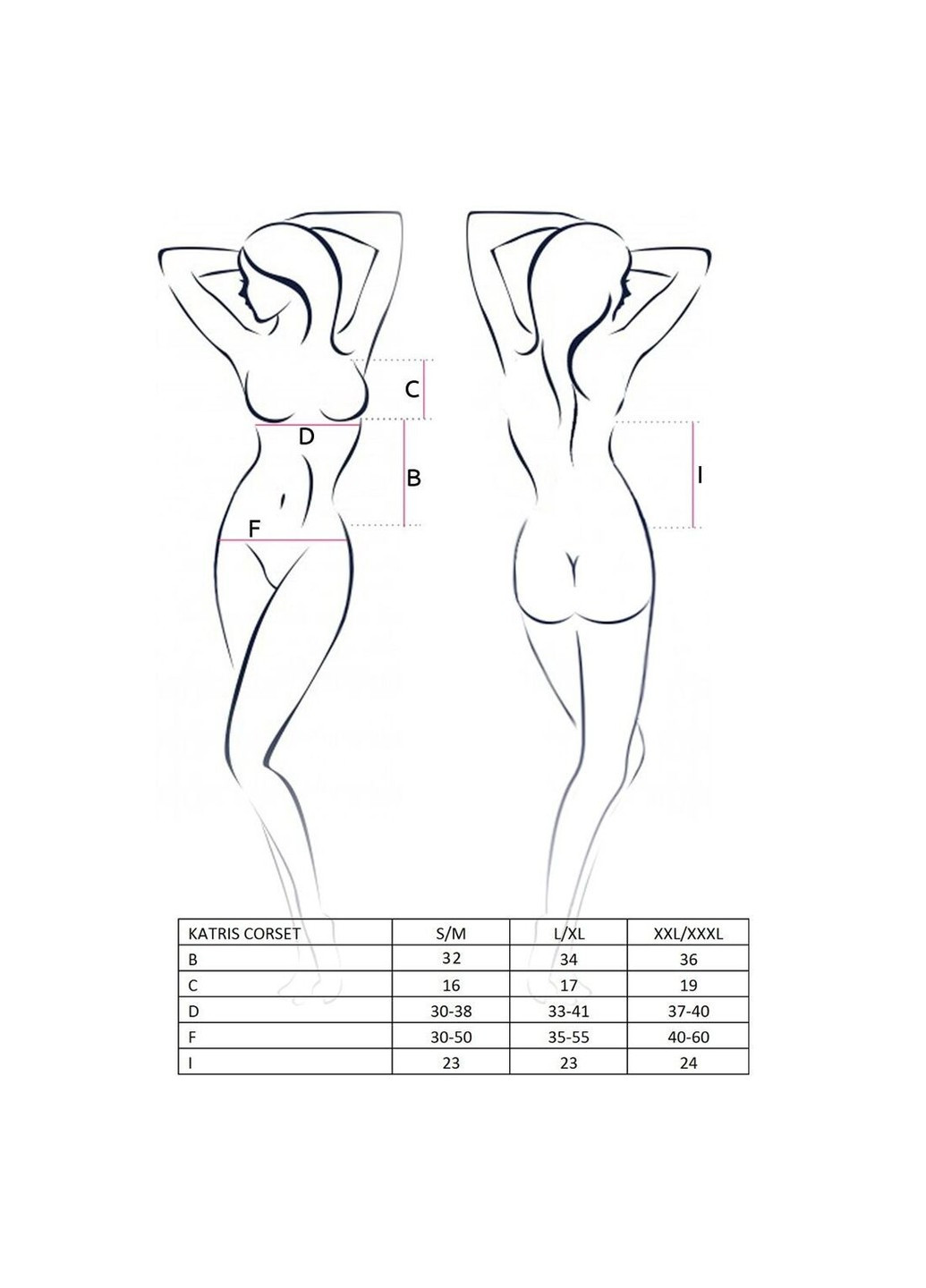 Корсет с пажами KATRISS CORSET black L/XL -, трусики, шнуровка Passion (255457833)