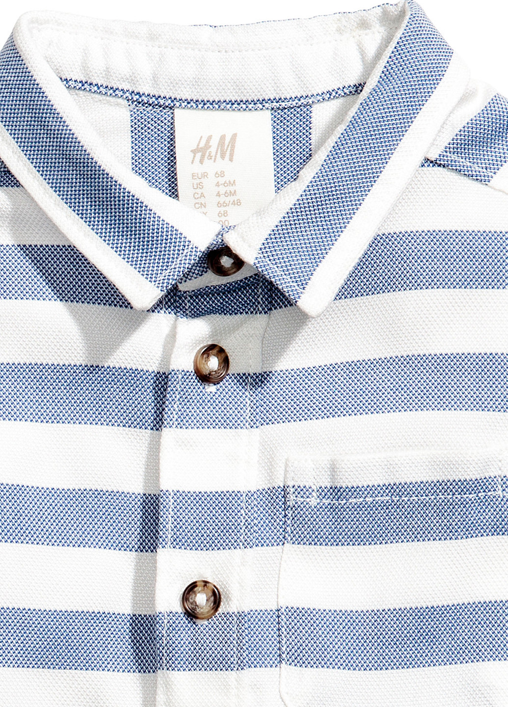 Синяя кэжуал рубашка в полоску H&M с коротким рукавом