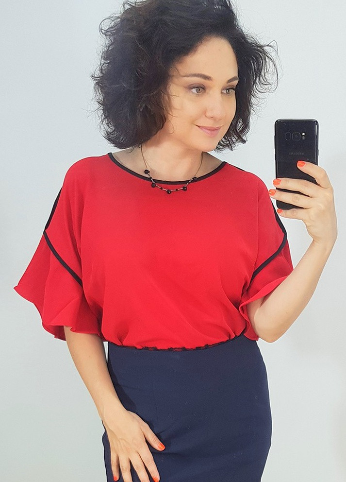 Красная летняя блуза женская красная TRG