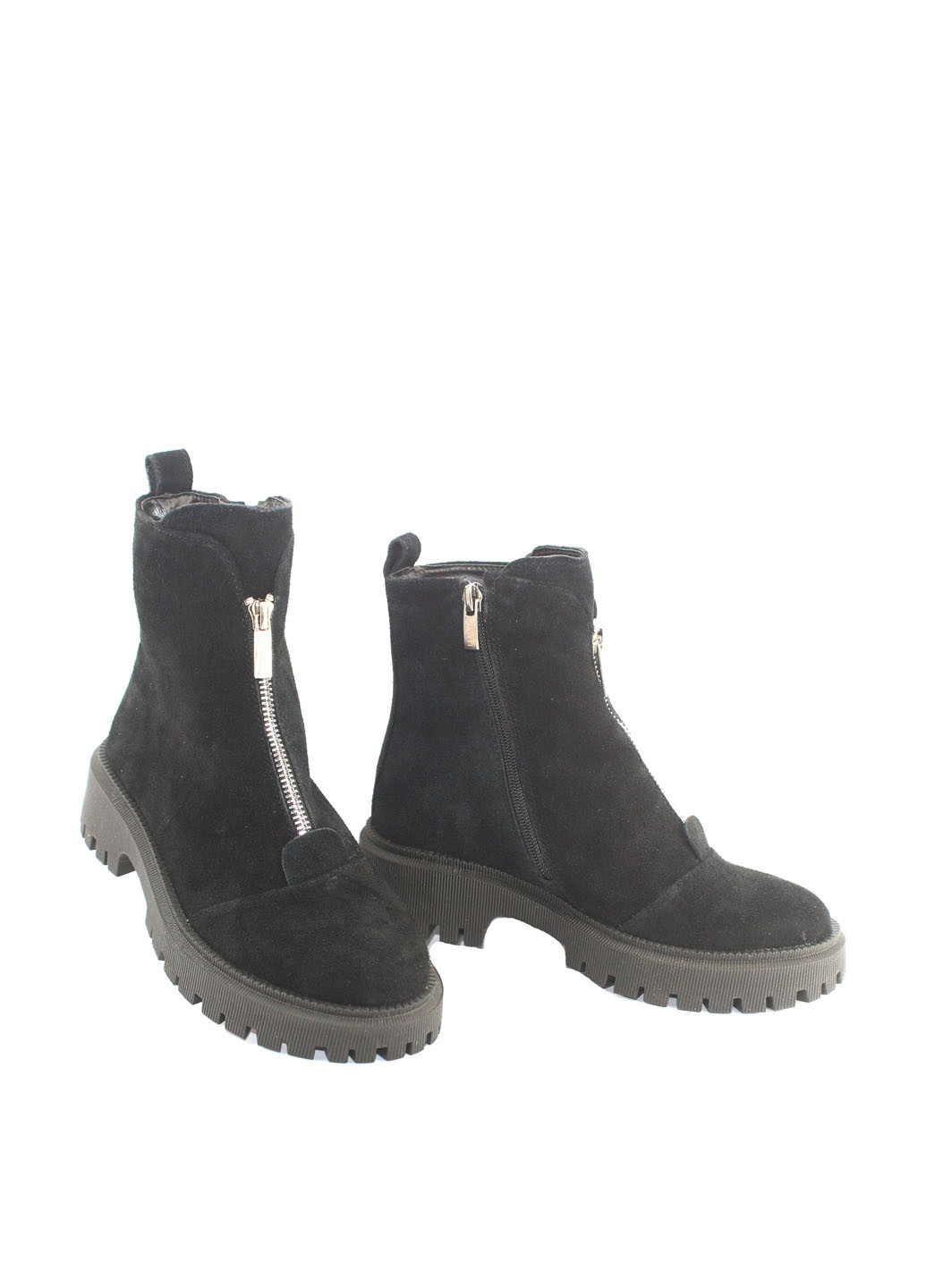 Осенние ботинки Mila на тракторной подошве, с молнией из натуральной замши