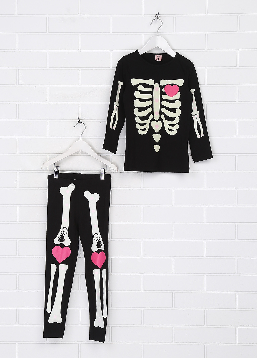 Маскарадный костюм Скелет (лонгслив, брюки) Kiki& Koko рисунок чёрный домашний