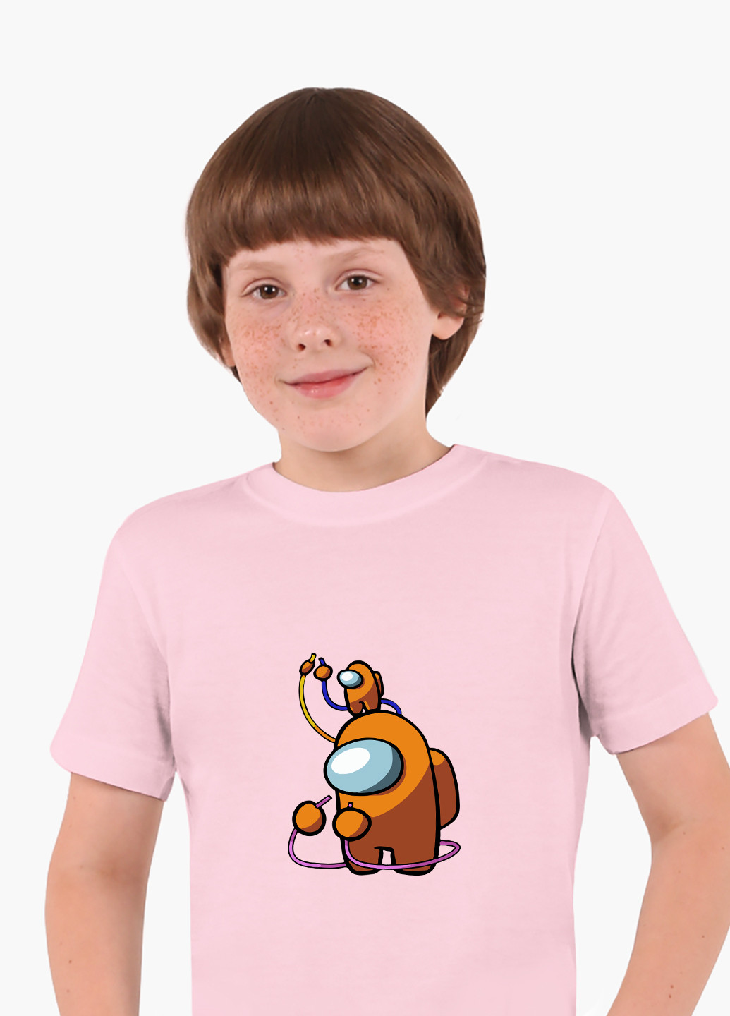 Розовая демисезонная футболка детская амонг ас оранжевый (among us orange)(9224-2413) MobiPrint