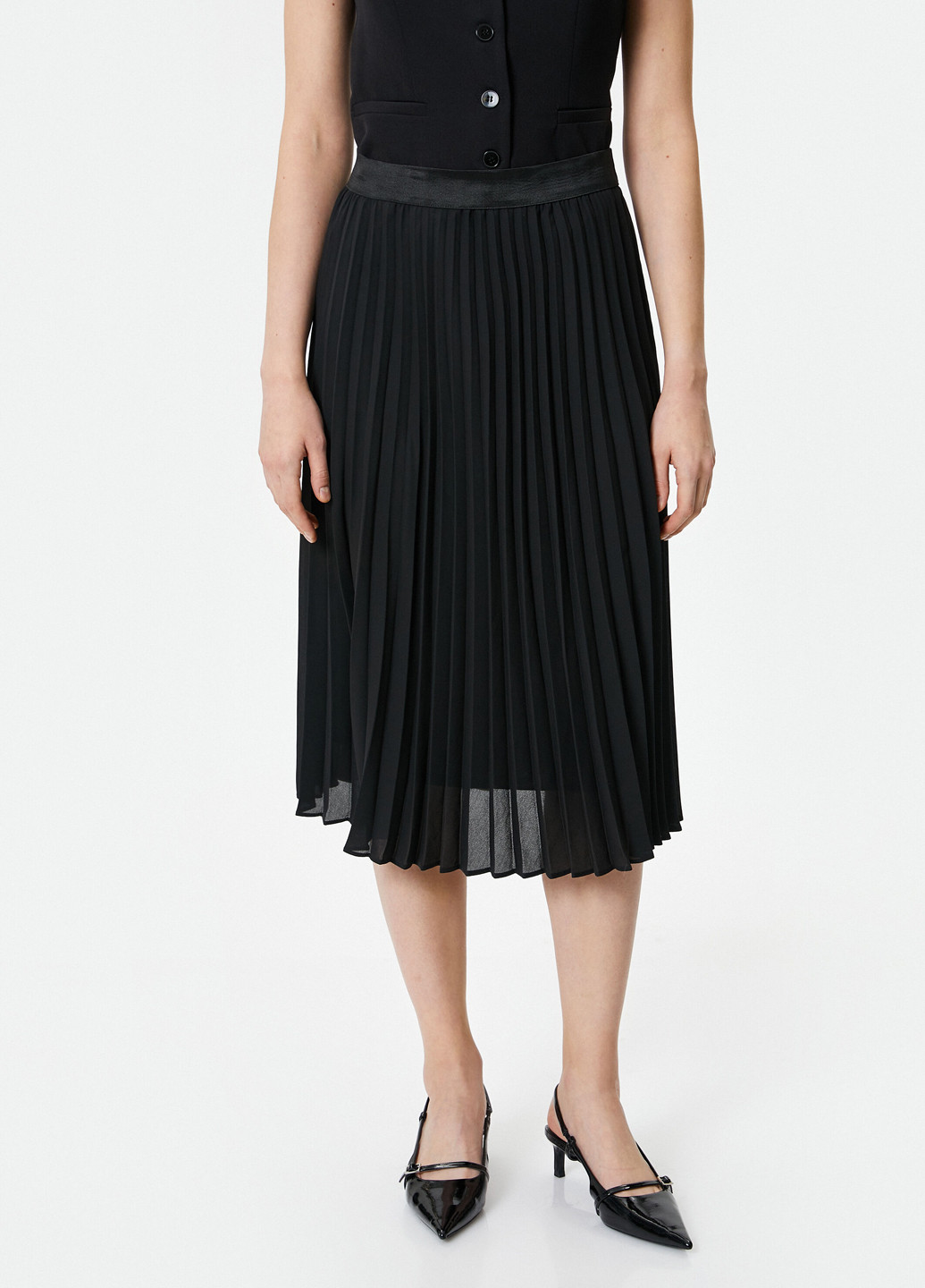 Черная кэжуал однотонная юбка KOTON плиссе