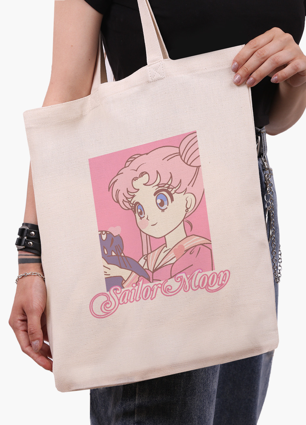 Еко сумка шоппер біла Сейлор Мун (Sailor Moon) (9227-2914-WT-1) екосумка шопер 41*35 см MobiPrint (224806184)