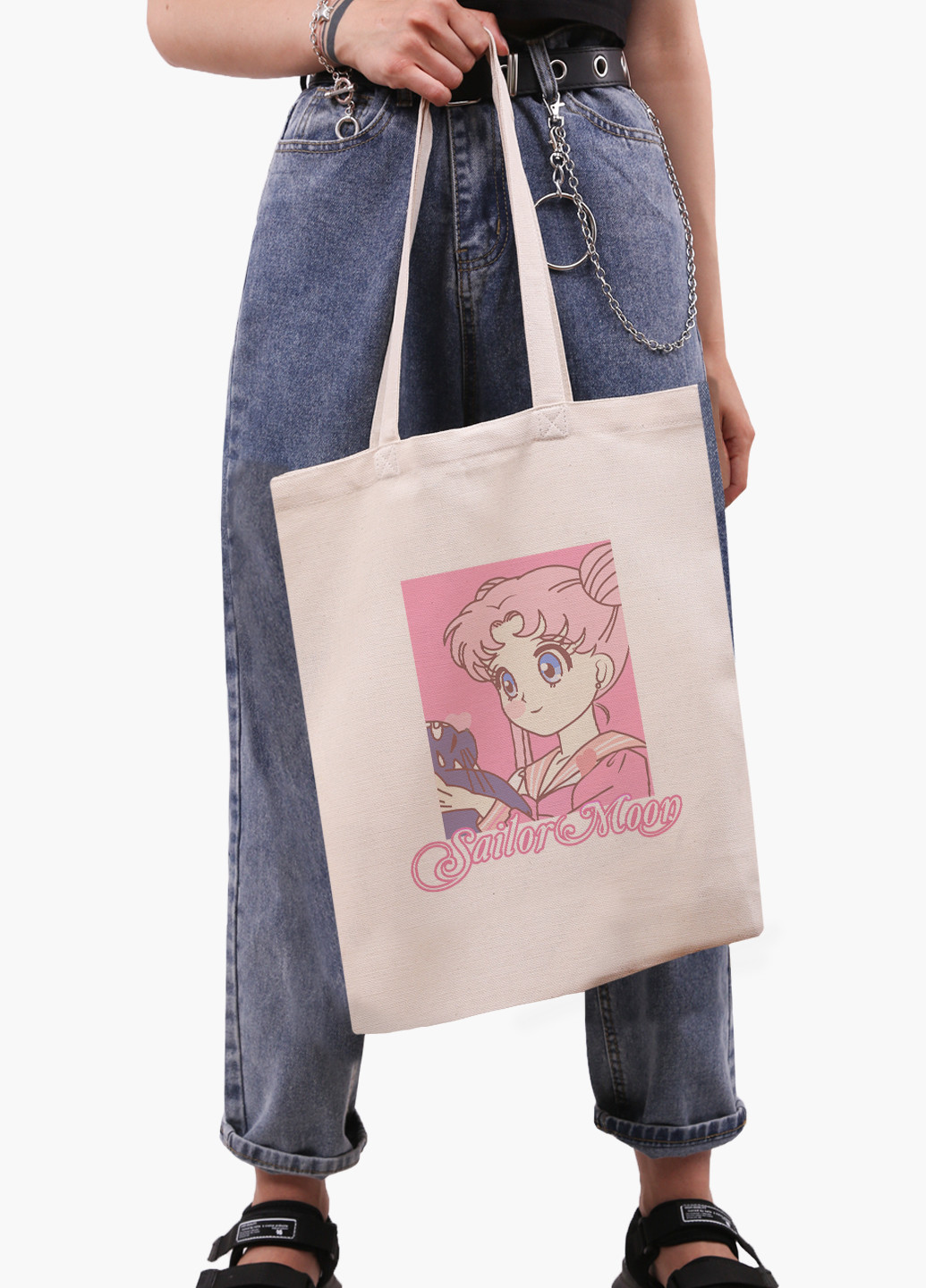 Еко сумка шоппер біла Сейлор Мун (Sailor Moon) (9227-2914-WT-1) екосумка шопер 41*35 см MobiPrint (224806184)