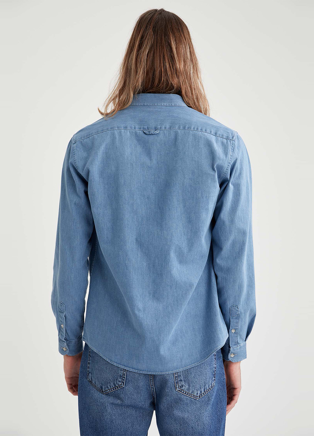 Рубашка DeFacto синя джинсова бавовна