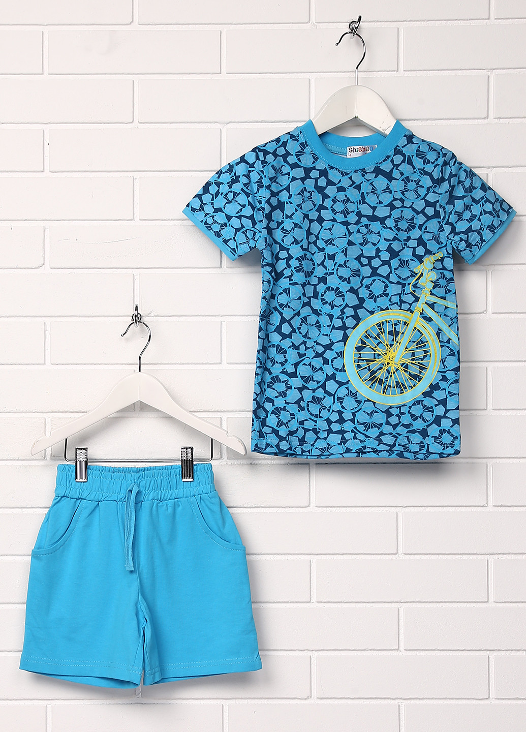 Синий летний костюм (футболка, шорты) с шортами Shishco