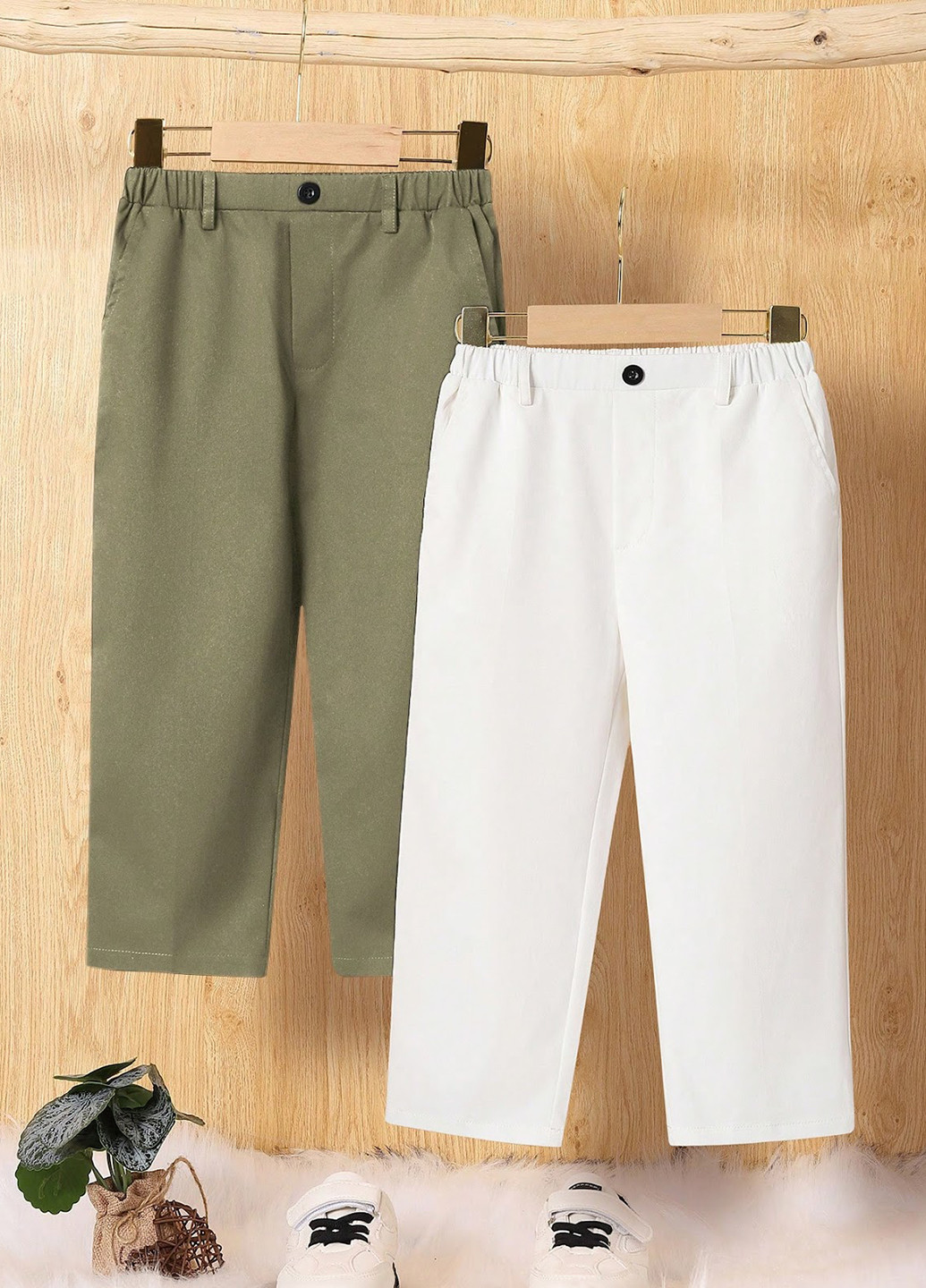 Хаки кэжуал демисезонные брюки прямые SHEIN