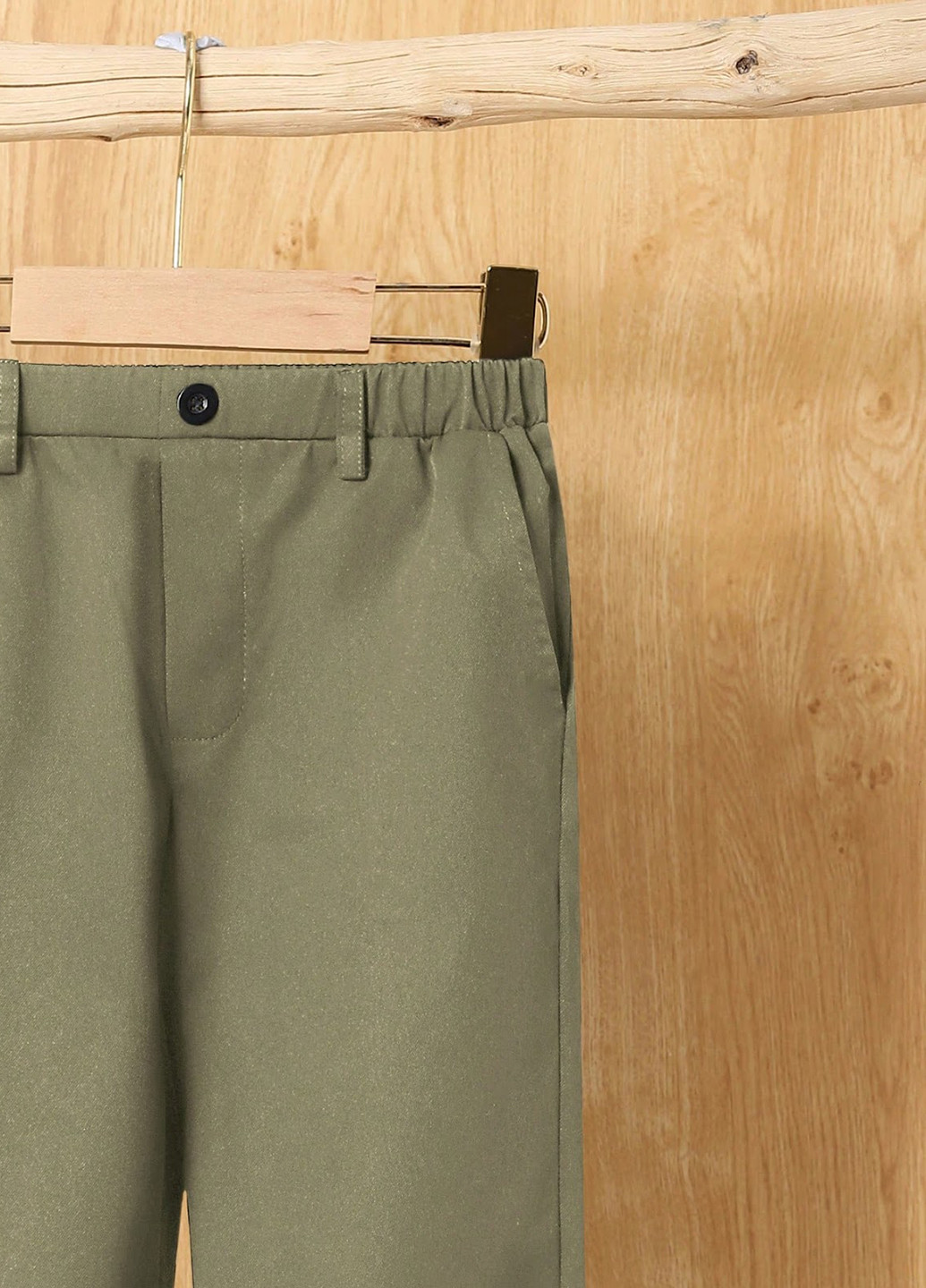 Хаки кэжуал демисезонные брюки прямые SHEIN