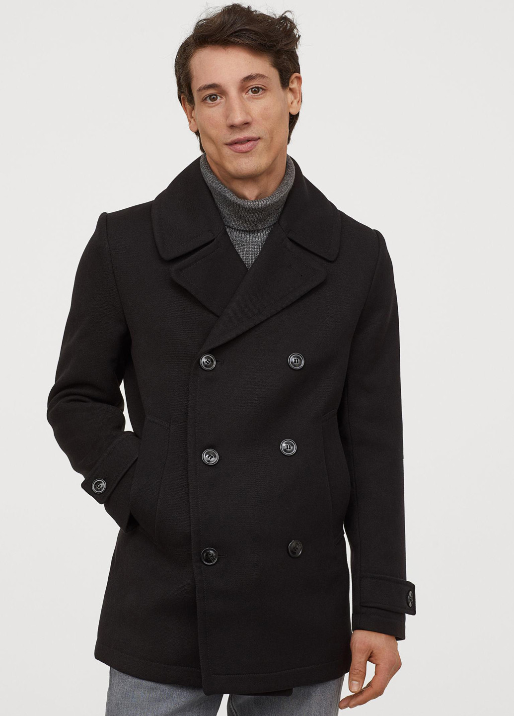 Черное демисезонное Пальто без капюшона H&M
