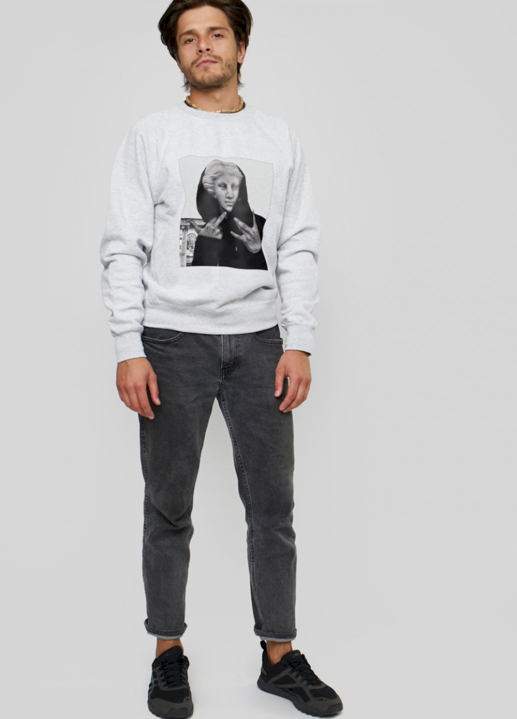 Серый свитшот мужской YAPPI (198688888)
