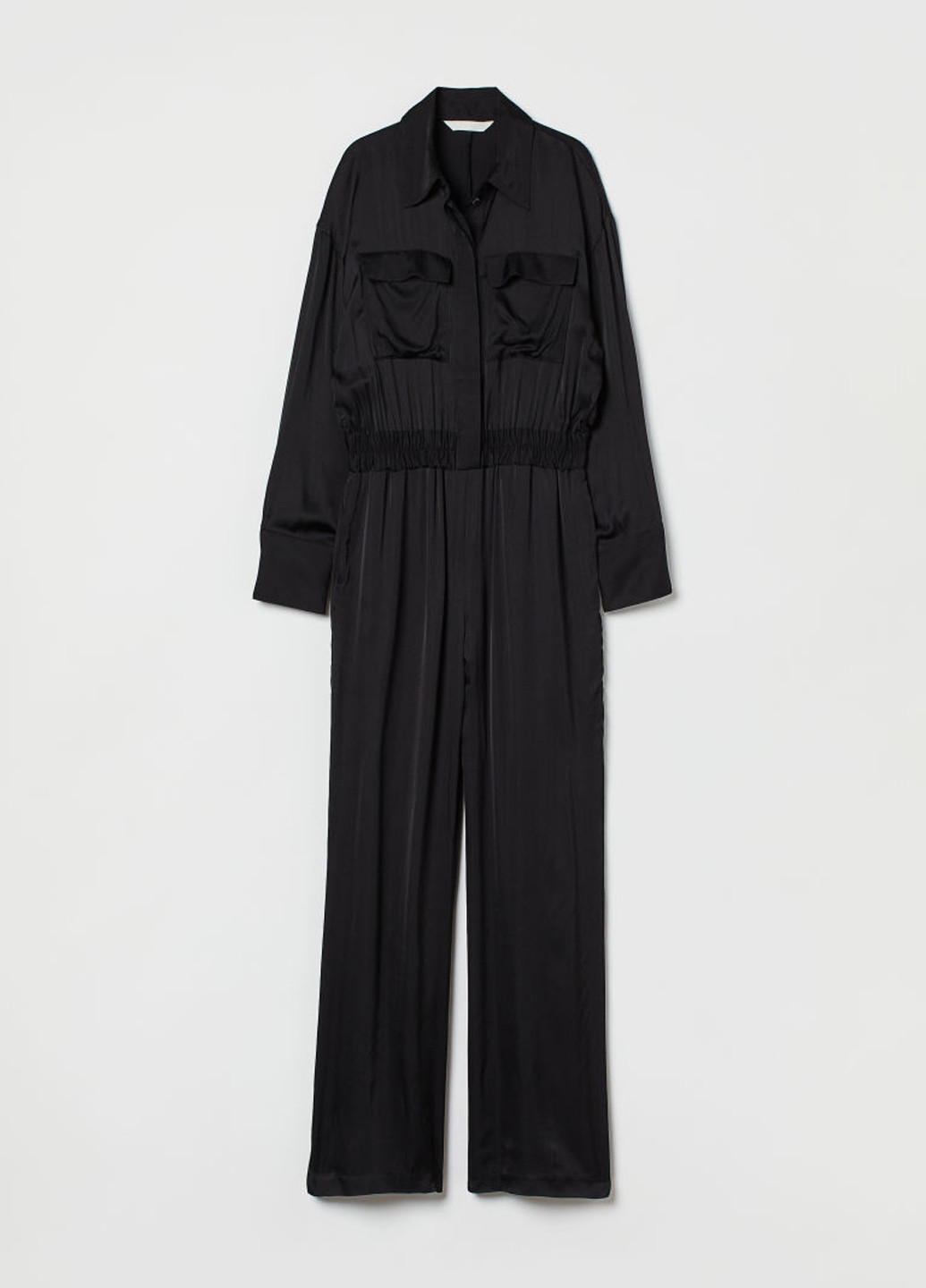 Комбінезон H&M комбінезон-брюки однотонний чорний кежуал віскоза, сатин