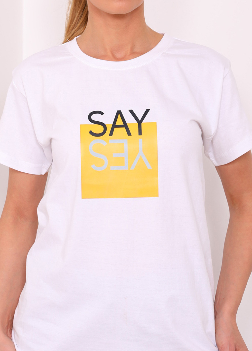 Біла літня вільна біла футболка "say yes" SL.IRA