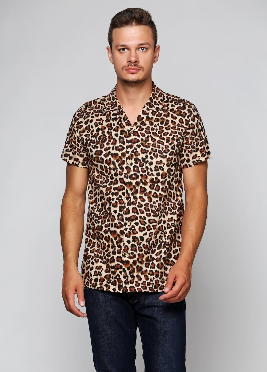 Коричневая рубашка леопардовый Vailent