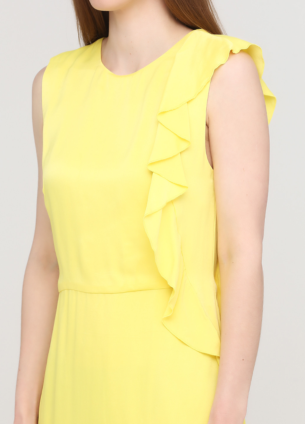 Желтое кэжуал платье футляр Mango однотонное