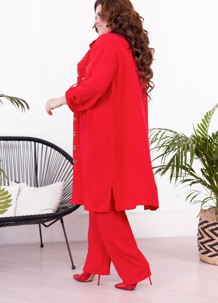Жіночий костюм трійка червоного кольору 291534 New Trend (256454330)