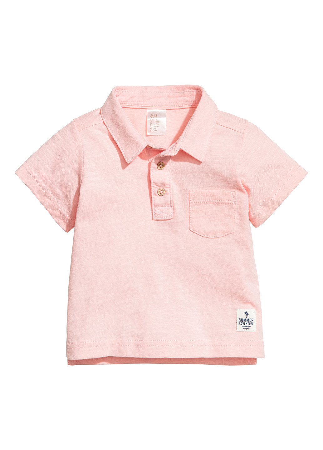 Светло-розовая детская футболка-поло для мальчика H&M однотонная