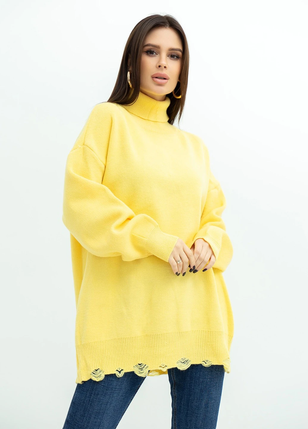 Желтый зимний свитер женский ISSA PLUS WN20-394