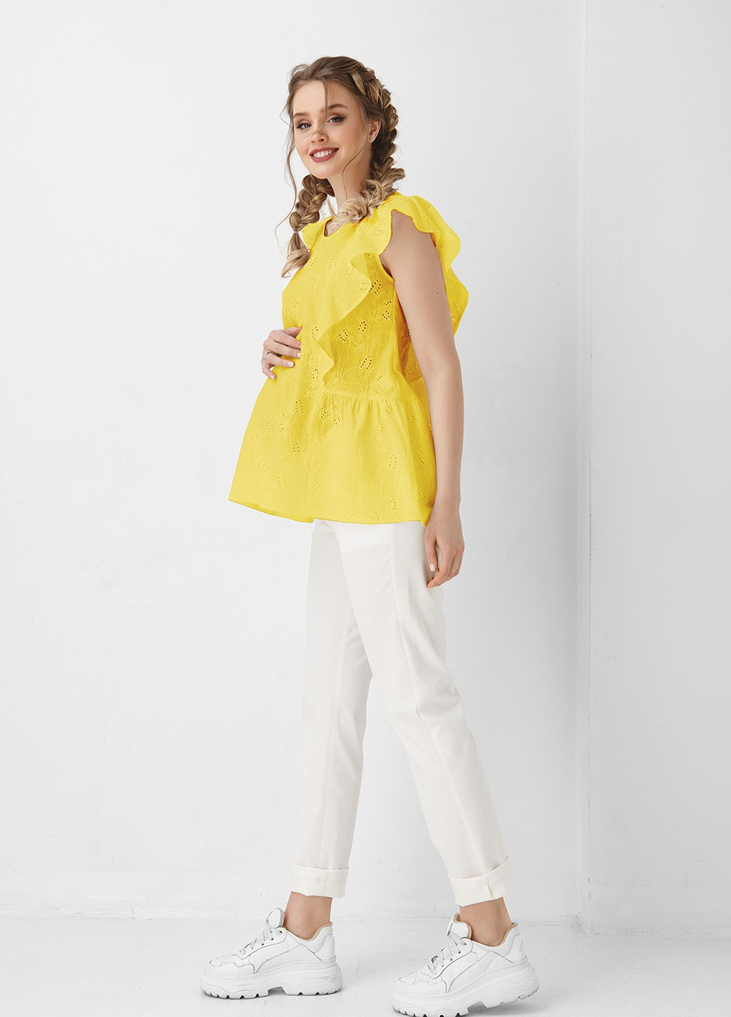 Желтая летняя блуза для беременных Dianora