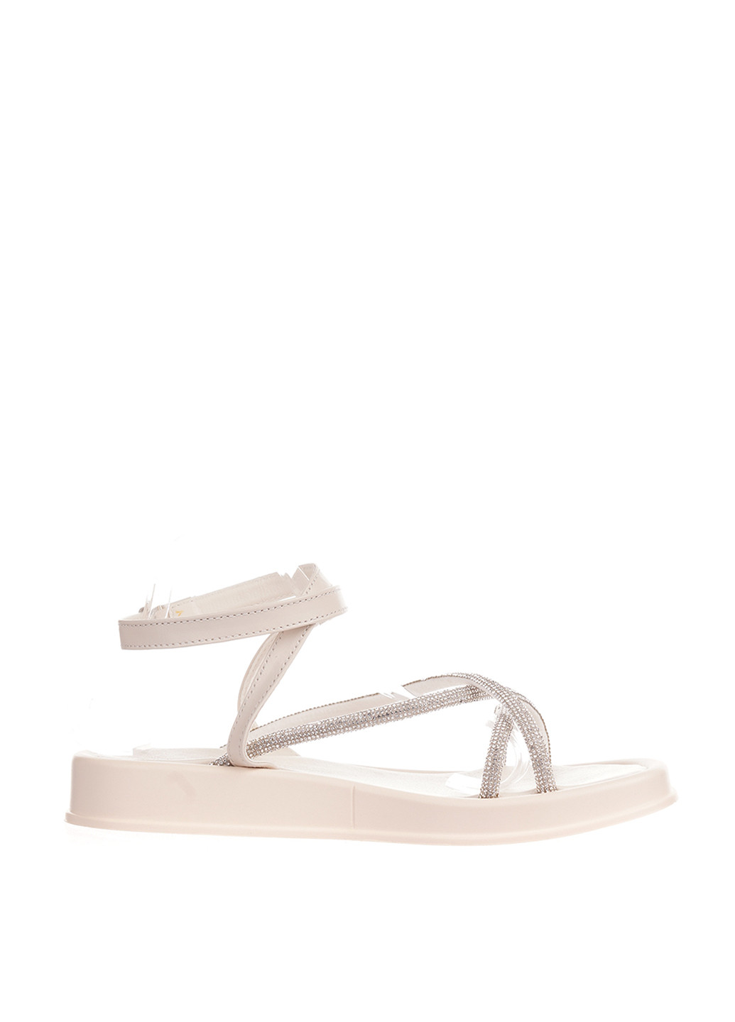Светло-бежевые босоножки Bizoni с ремешком со стразами