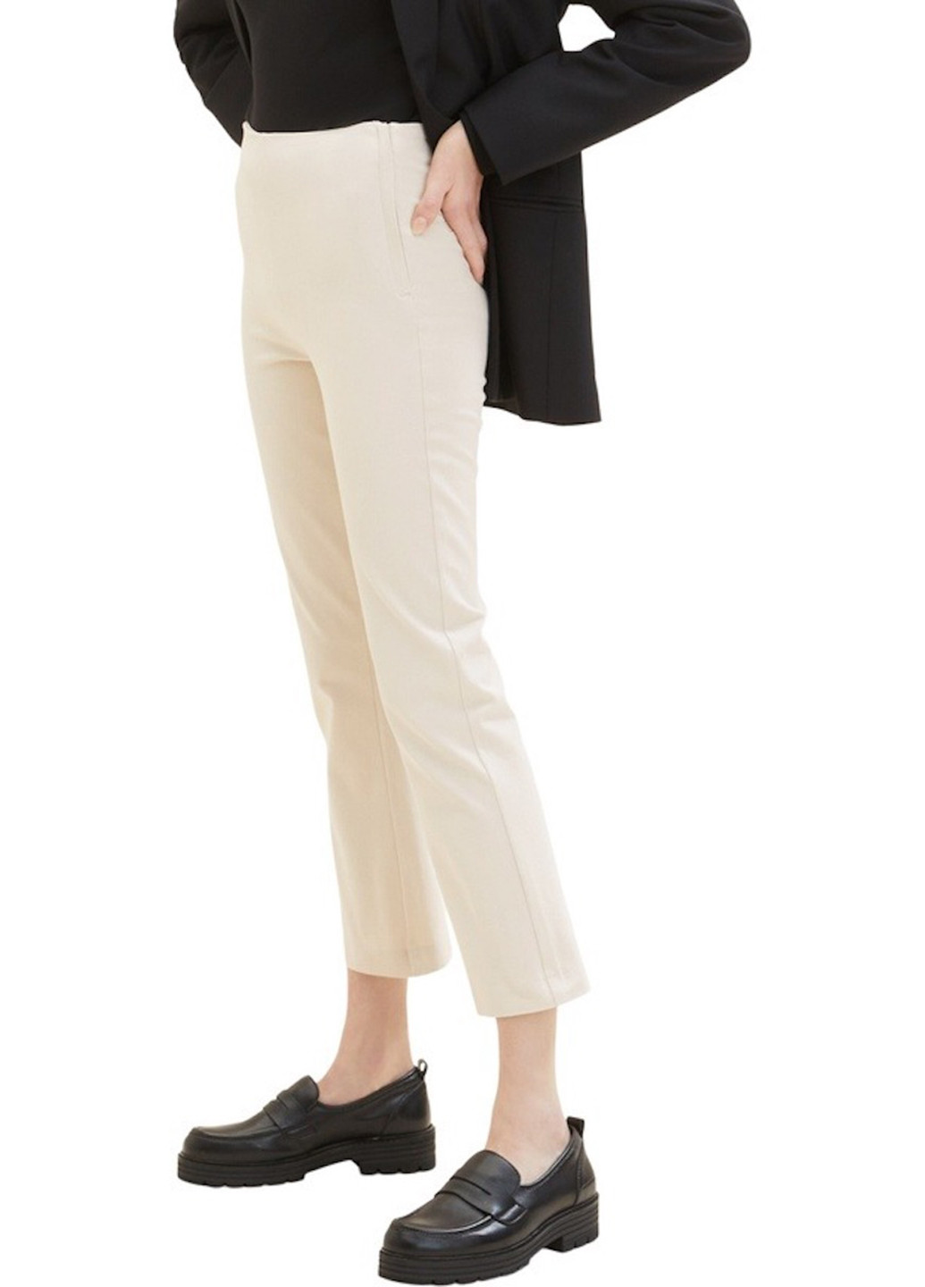 Светло-бежевые кэжуал демисезонные укороченные брюки Tom Tailor