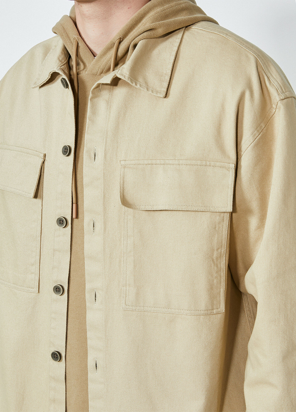 Куртка-рубашка KOTON однотонная бежевая кэжуал
