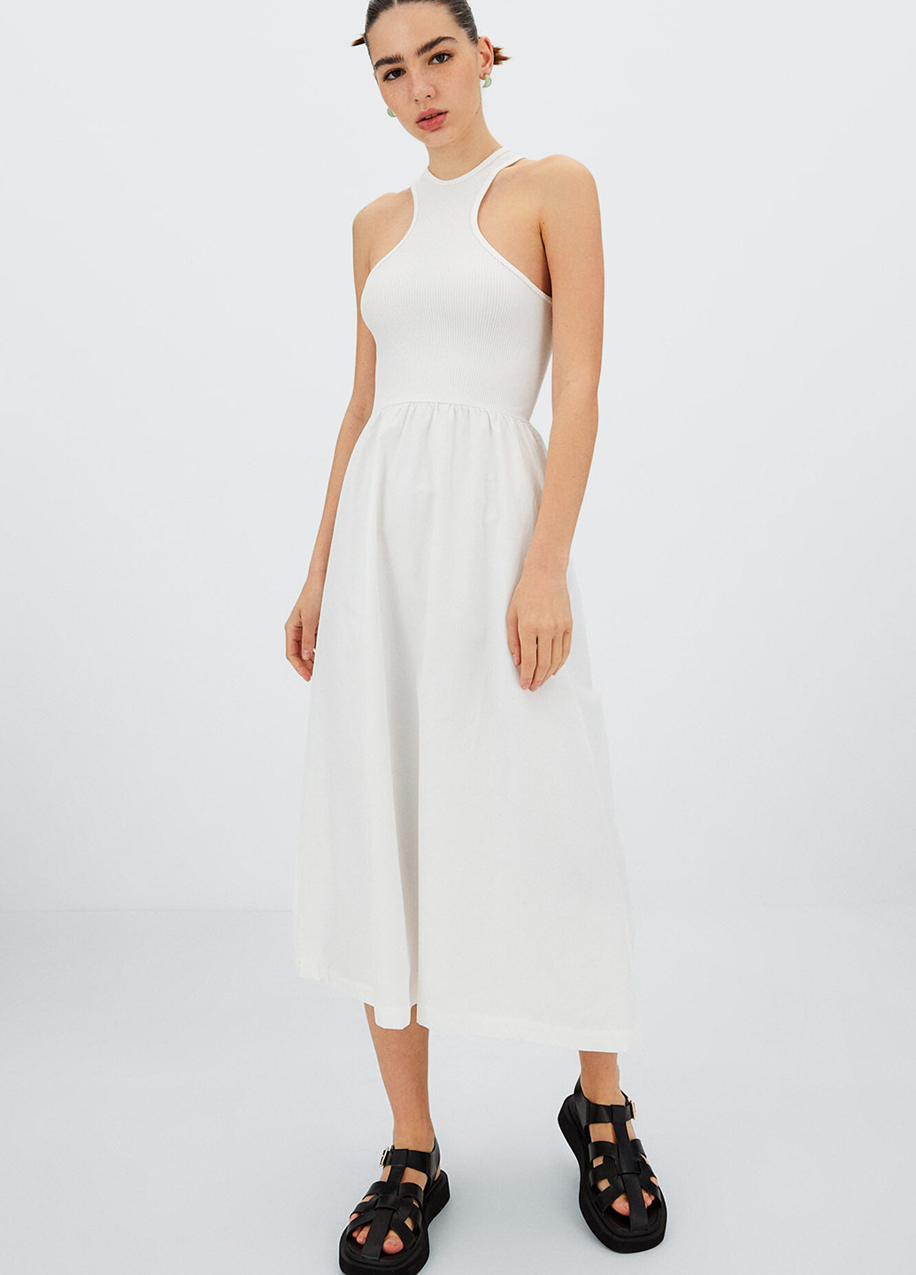 Білий кежуал сукня сукня-майка Stradivarius однотонна