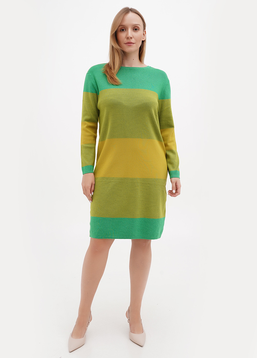 Зеленое кэжуал платье платье-свитер Minority в полоску