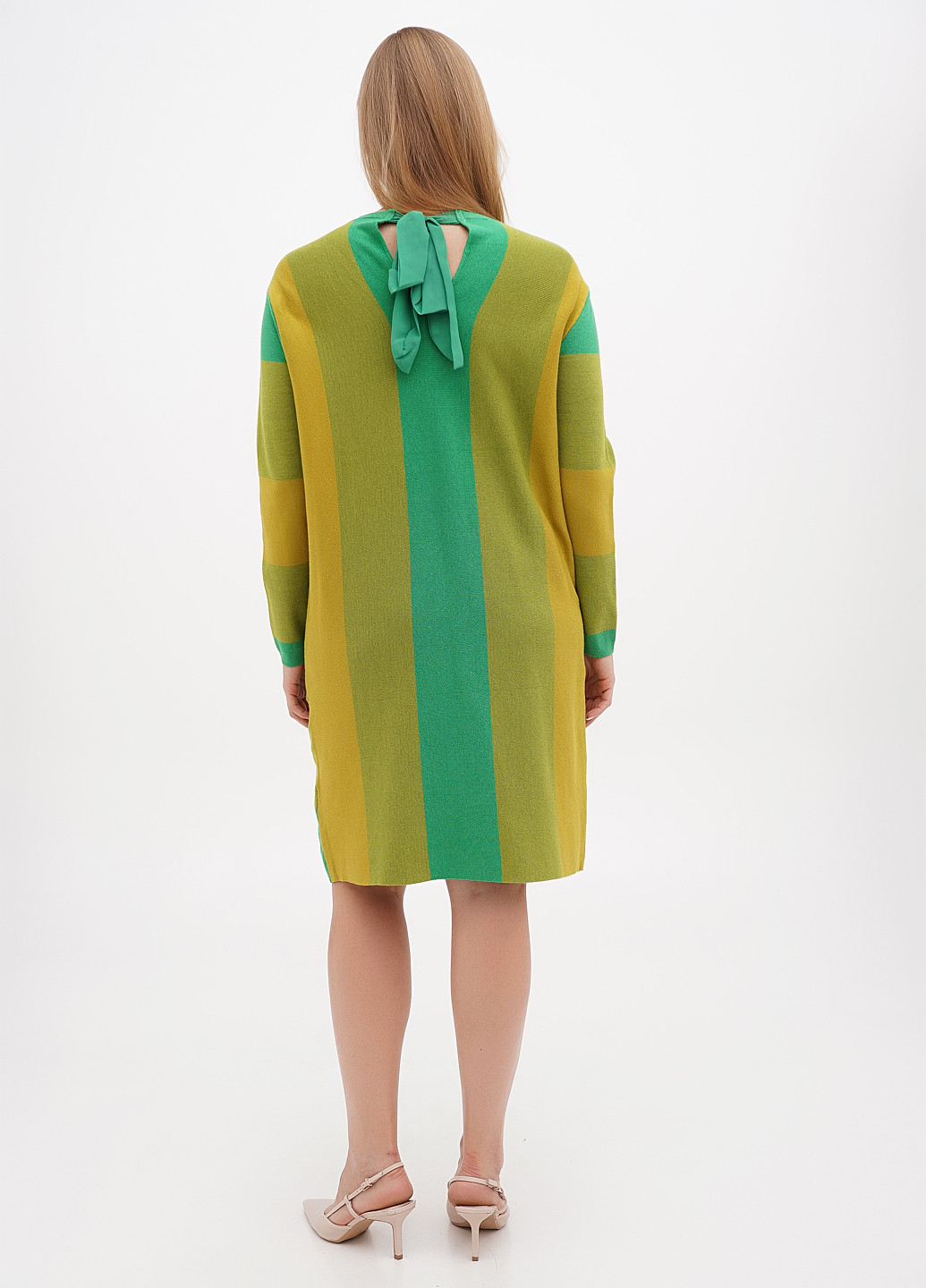 Зеленое кэжуал платье платье-свитер Minority в полоску