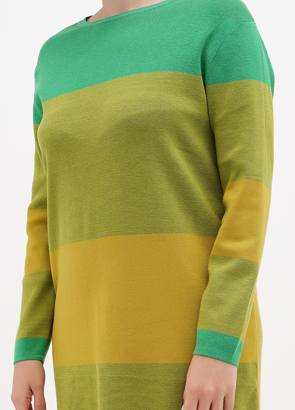 Зеленое кэжуал платье платье-свитер Minority в полоску