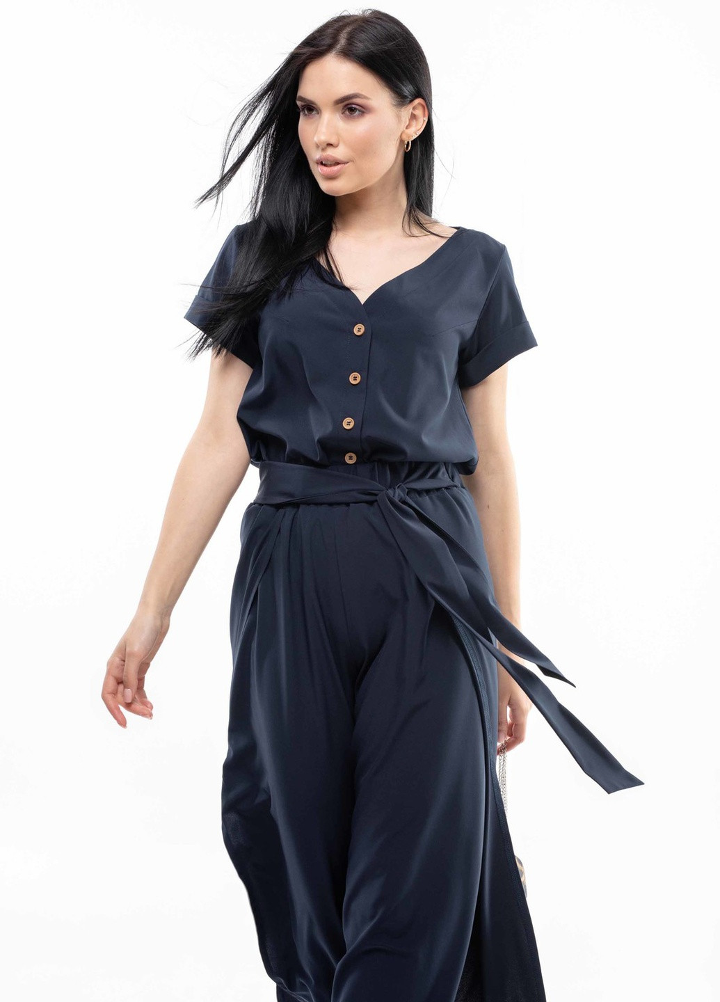 Синяя блуза бэтти бл 0421 темно синий Ри Мари