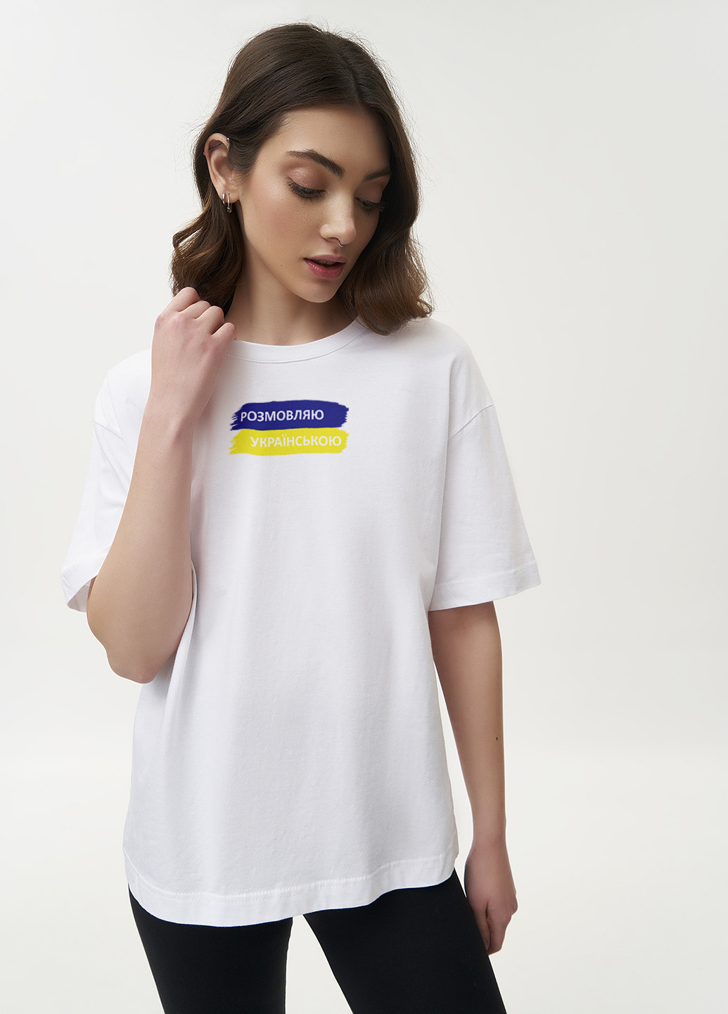 Біла літня футболка женская оверсайз розмовляю українською KASTA design