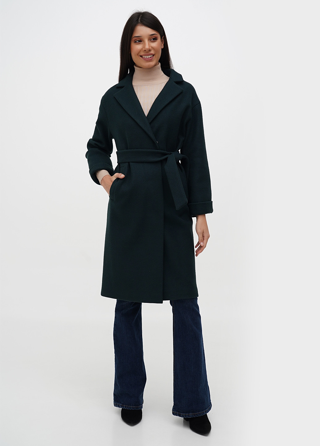 Темно-зеленое демисезонное Пальто однобортное Ruta-S