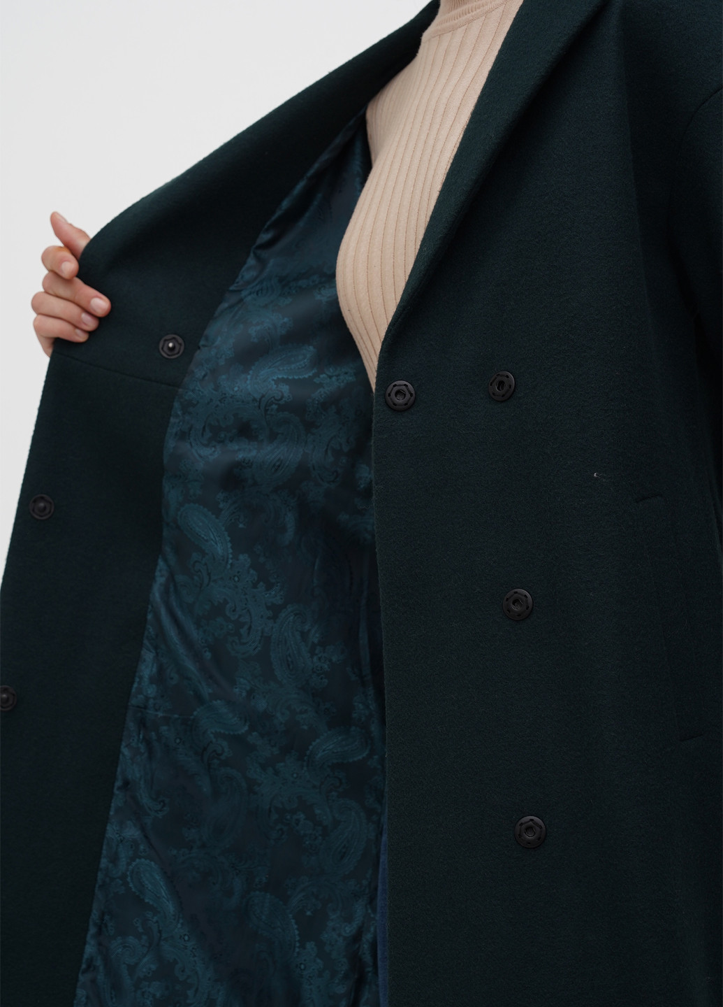 Темно-зеленое демисезонное Пальто однобортное Ruta-S